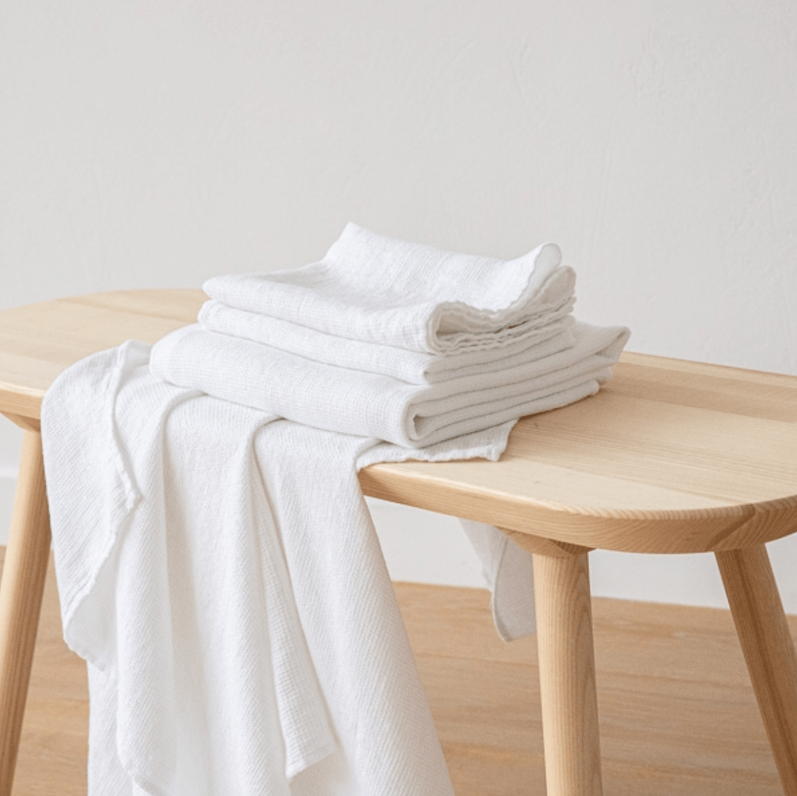 Linen Waffle Towel | White - elsie green - textiles