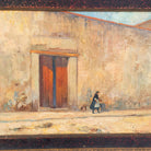 Lone Figure with Red Door Oil Painting - elsie green - art