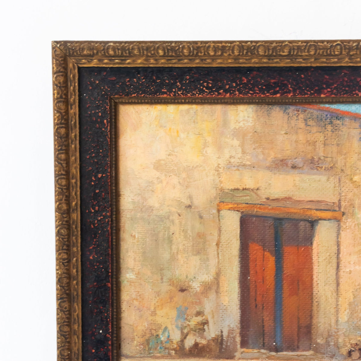 Lone Figure with Red Door Oil Painting - elsie green - art