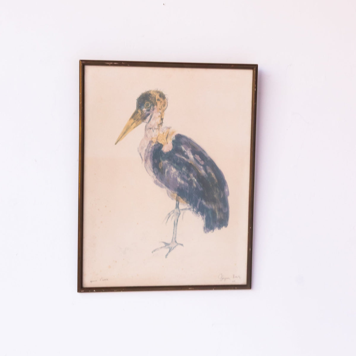 Marabou Stork in Watercolor | Dated 1952 - elsie green - art