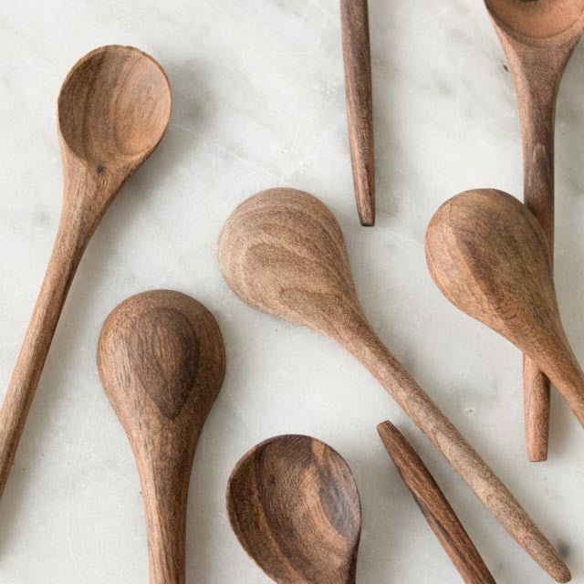 Marble Salt Cellar & Mahogany Salt Spoon - elsie green - the french kitchen