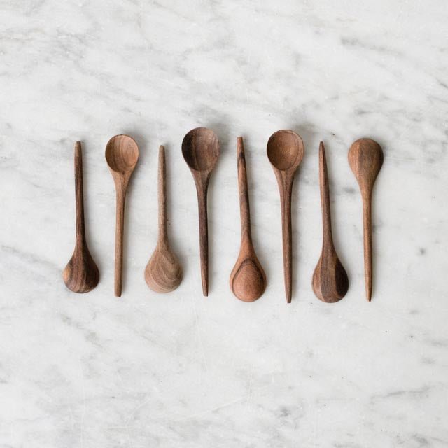 Marble Salt Cellar & Mahogany Salt Spoon - elsie green - the french kitchen