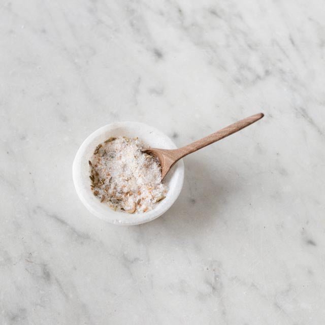 Marble Salt Cellar & Mahogany Salt Spoon - elsie green - the french kitchen