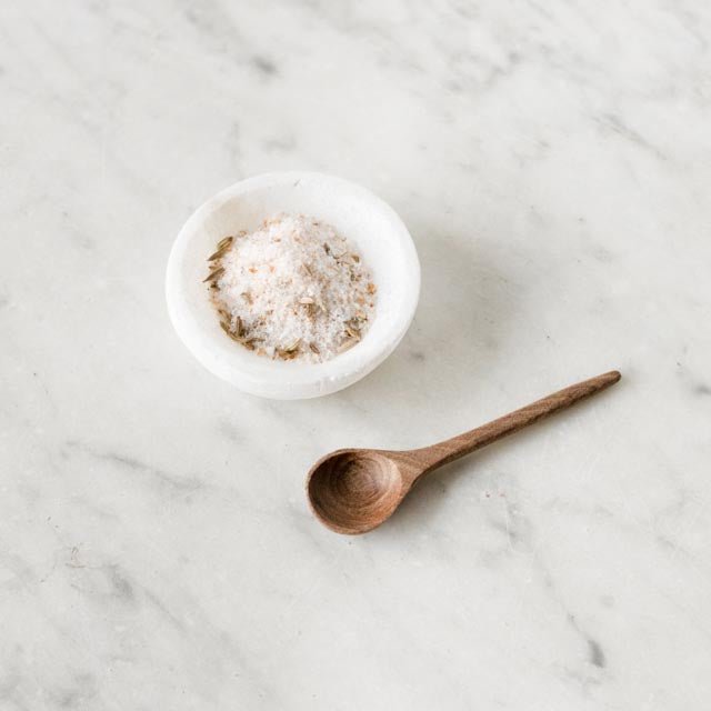 Marble Salt Cellar & Mahogany Salt Spoon - elsie green - the french kitchen