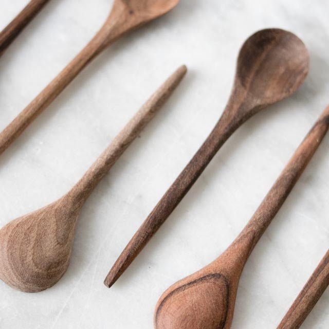 Marble Salt Cellar & Mahogany Salt Spoon - elsie green - the french kitchen