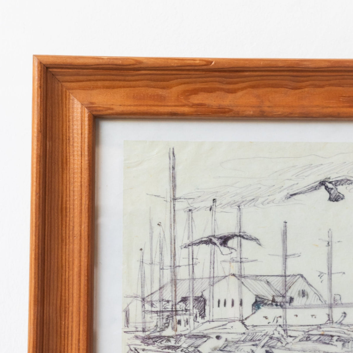 Marina with Seagulls Drawing - elsie green - art