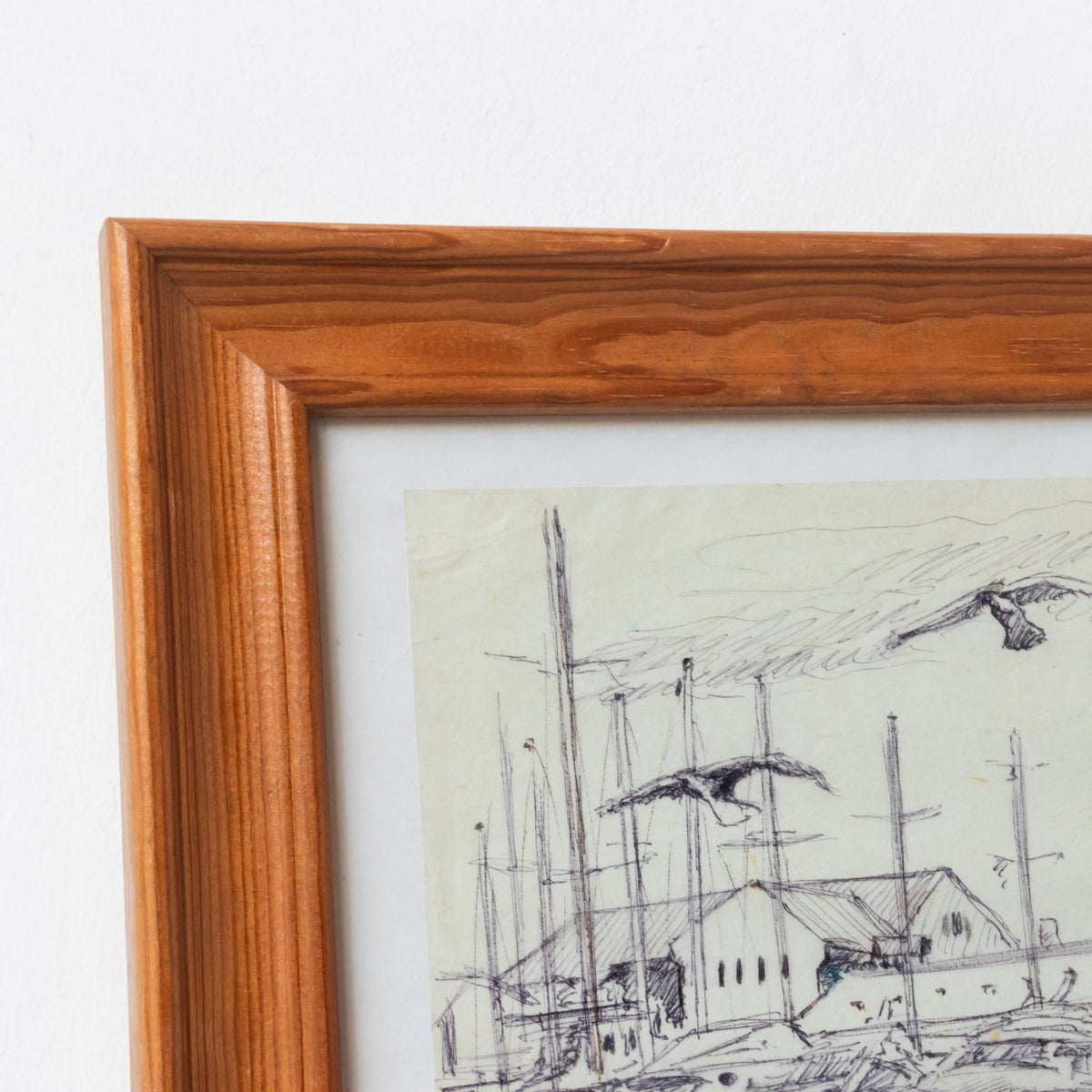 Marina with Seagulls Drawing - elsie green - art