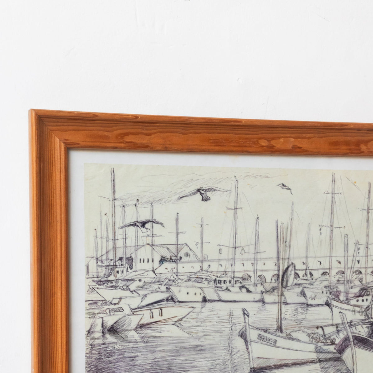 Marina with Seagulls Drawing - elsie green - art