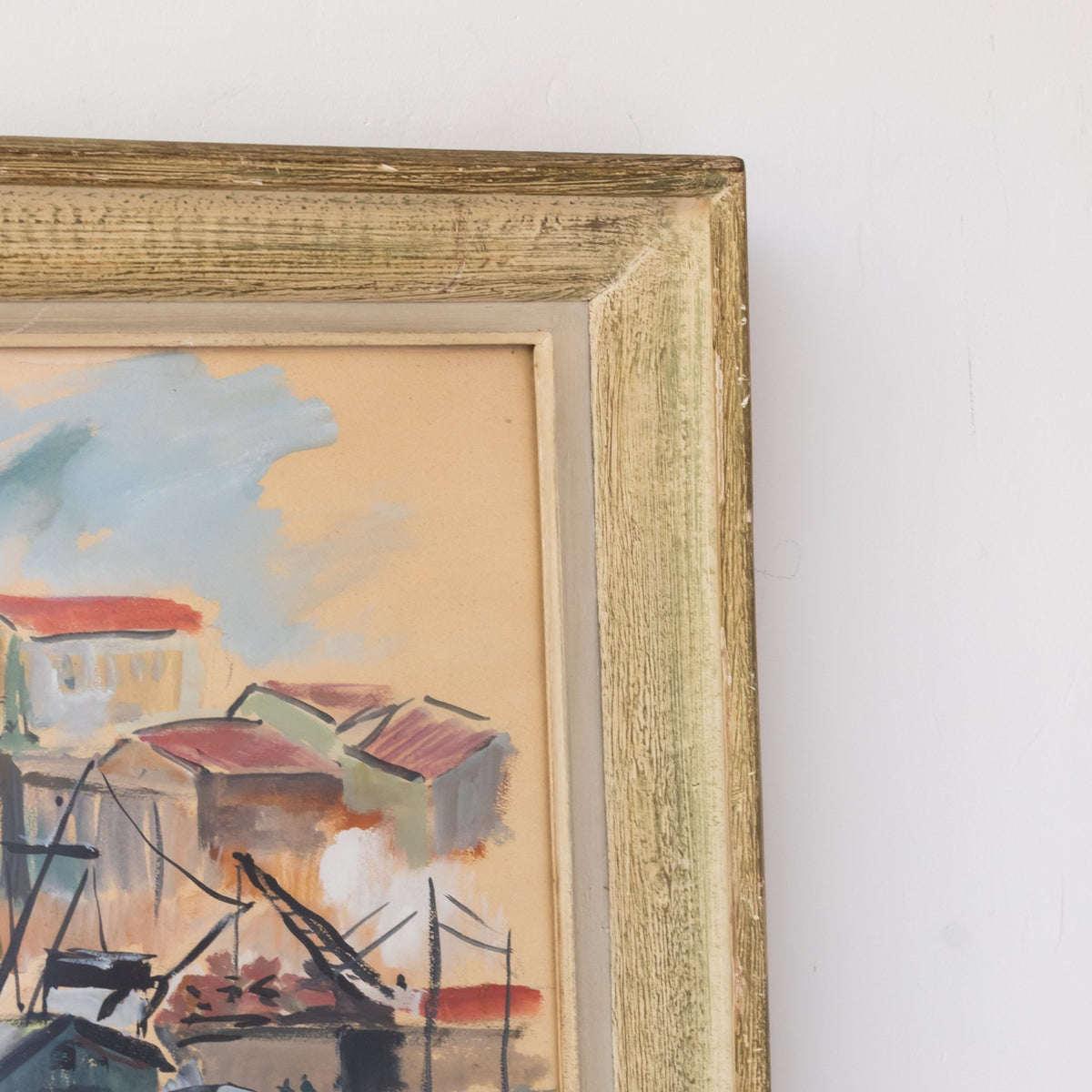 Marina with Working Boats Watercolor Painting - elsie green - art