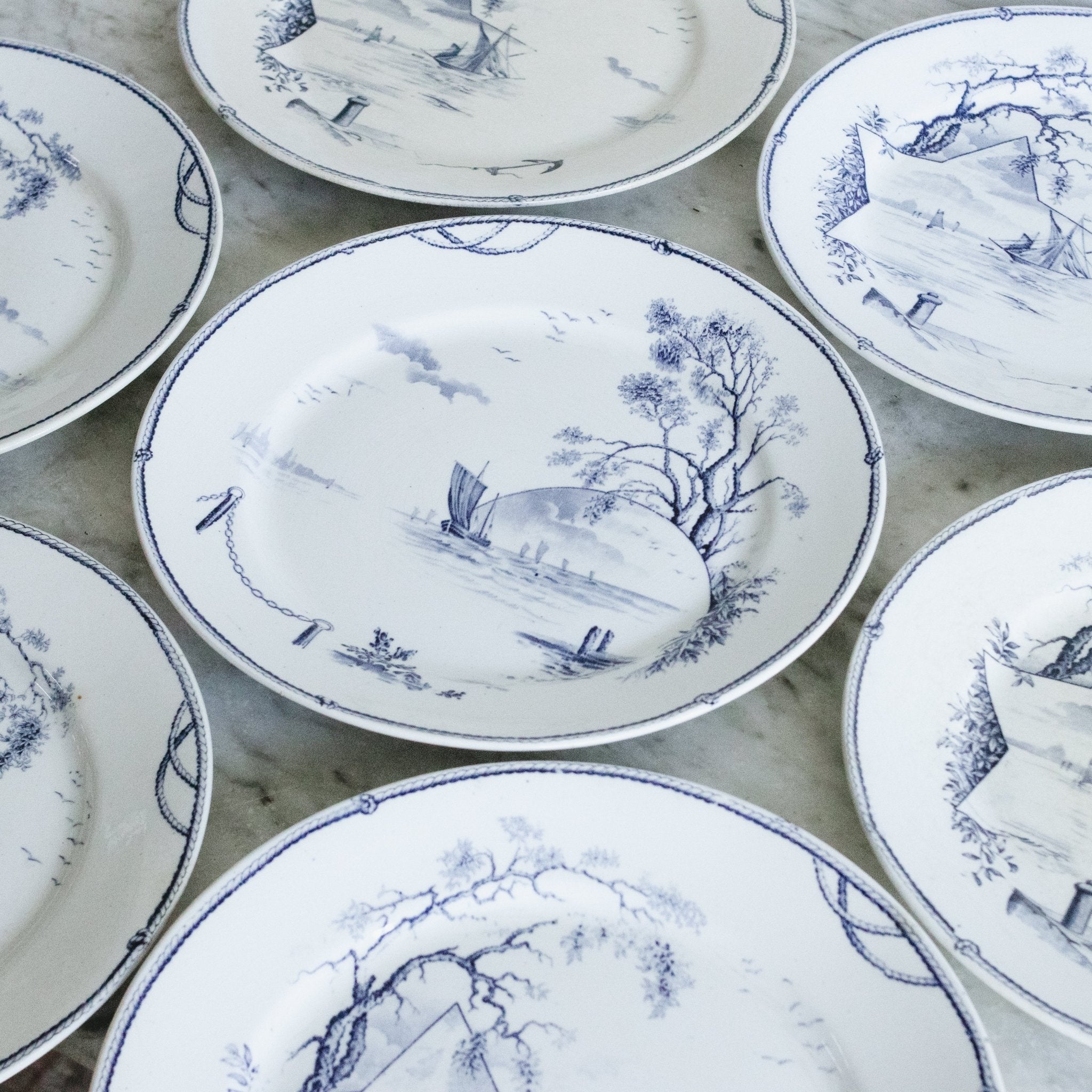 Marines Transferware Dinner Plate Set of 8 - elsie green - The French Kitchen