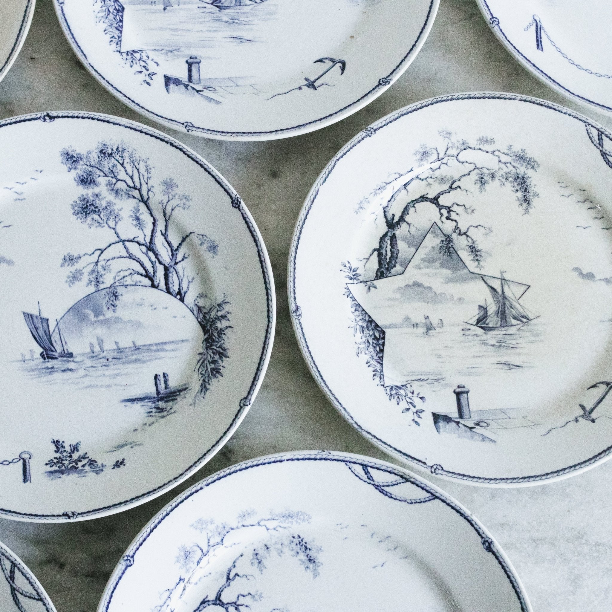 Marines Transferware Dinner Plate Set of 8 - elsie green - The French Kitchen