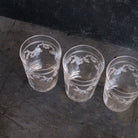 Matched Trio Of Blown Glass Tumblers With Floral Etching - elsie green - The French Kitchen