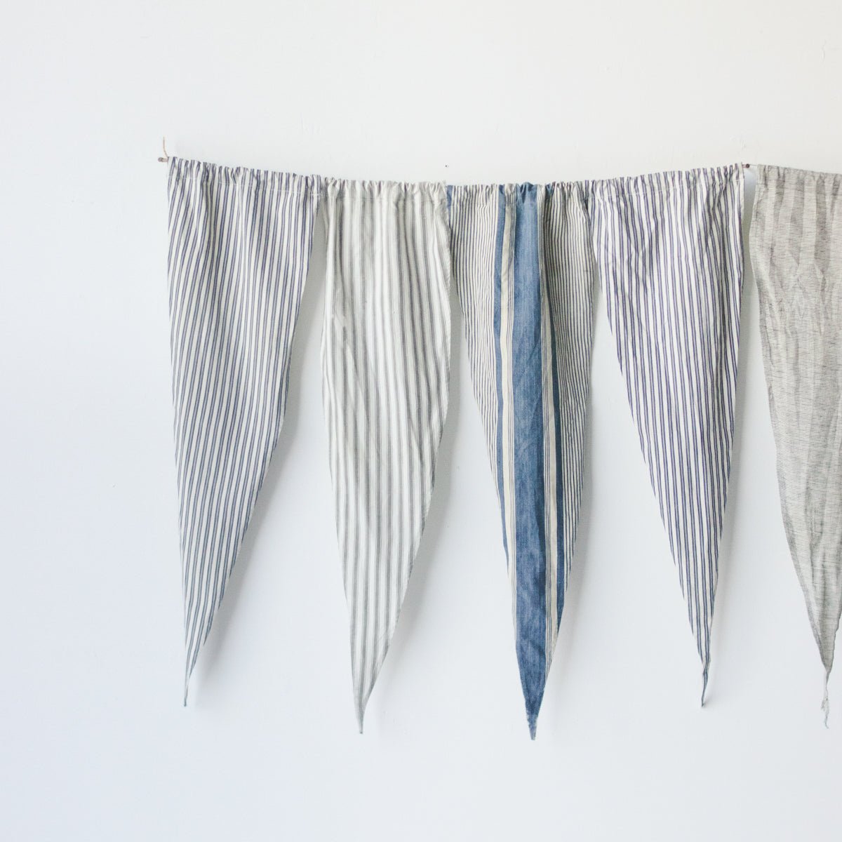 Mattress Ticking Pennant Set of 5 - elsie green - textiles