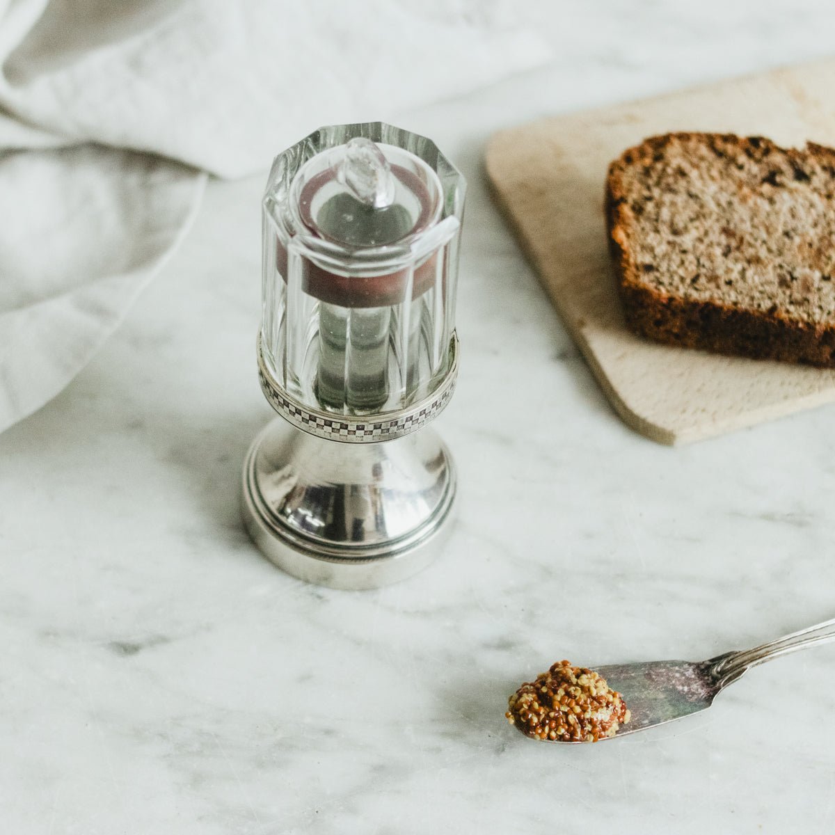 Mid - Century Glass And Silver Mustard Pot - elsie green - The French Kitchen