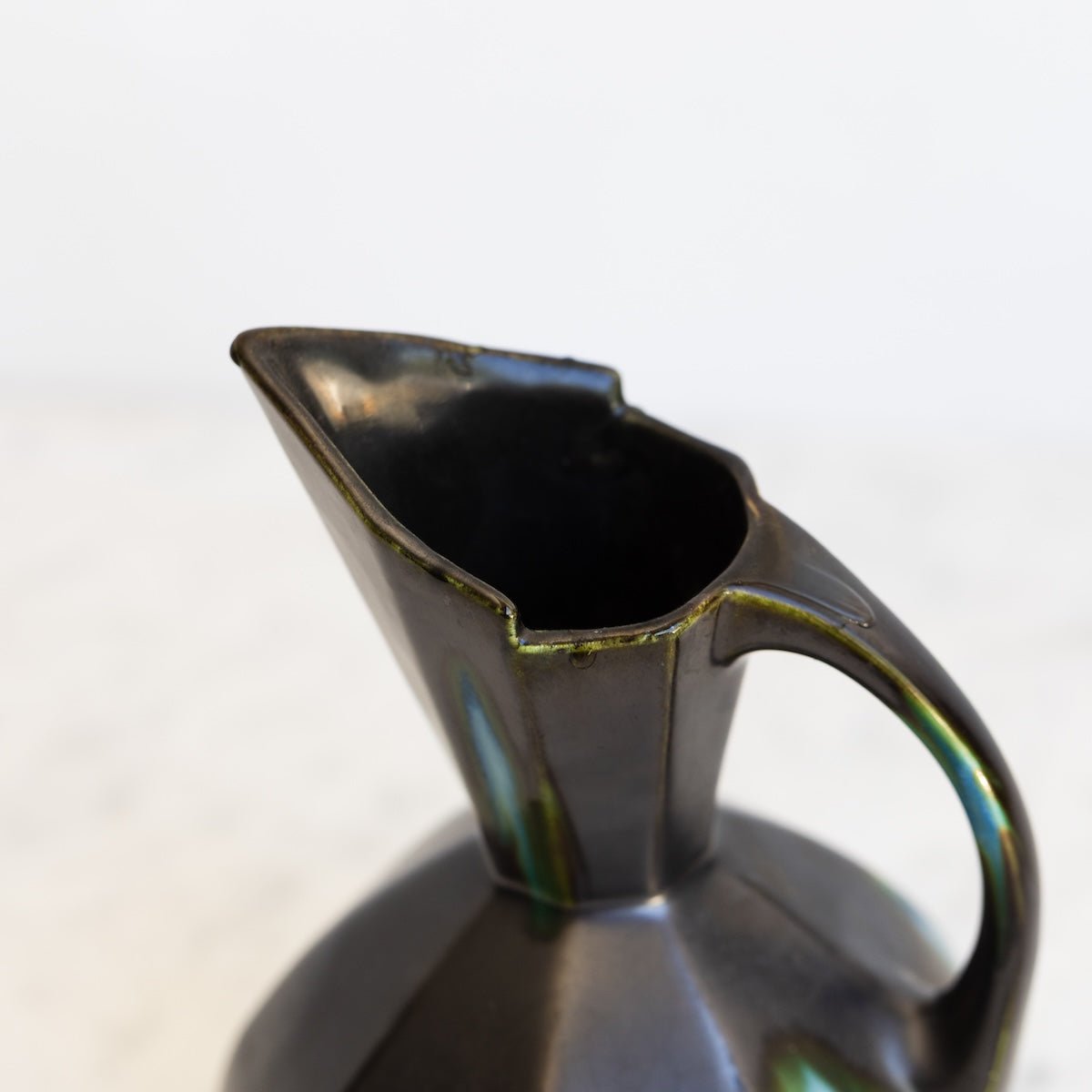 Mid-Century Pitcher with Peacock Glaze - elsie green - the french kitchen