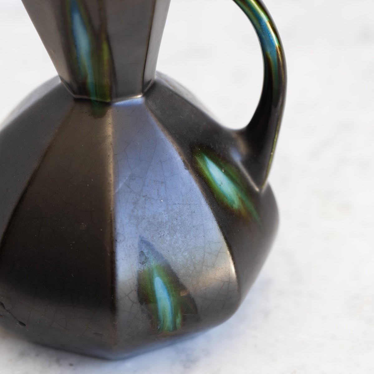 Mid-Century Pitcher with Peacock Glaze - elsie green - the french kitchen