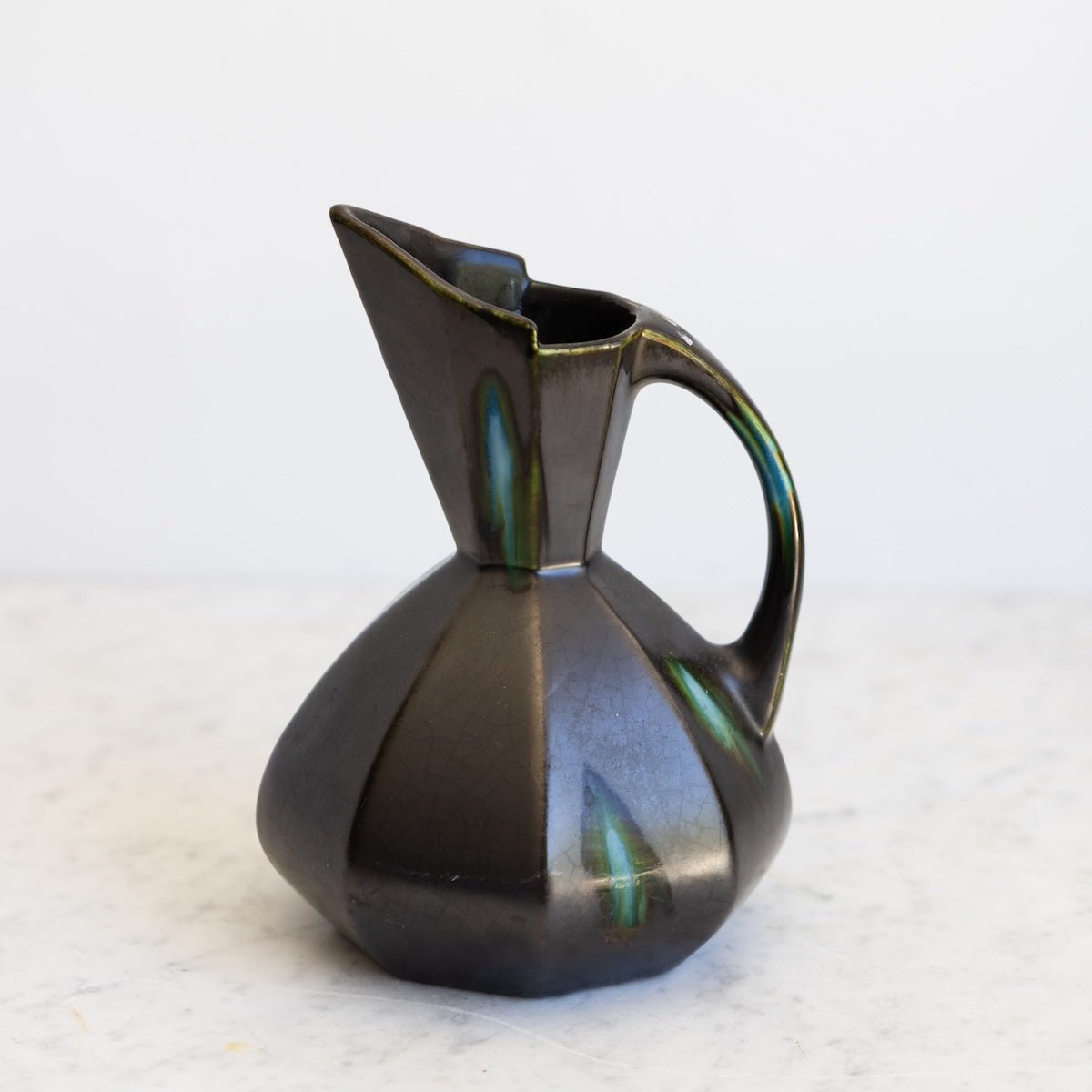 Mid-Century Pitcher with Peacock Glaze - elsie green - the french kitchen