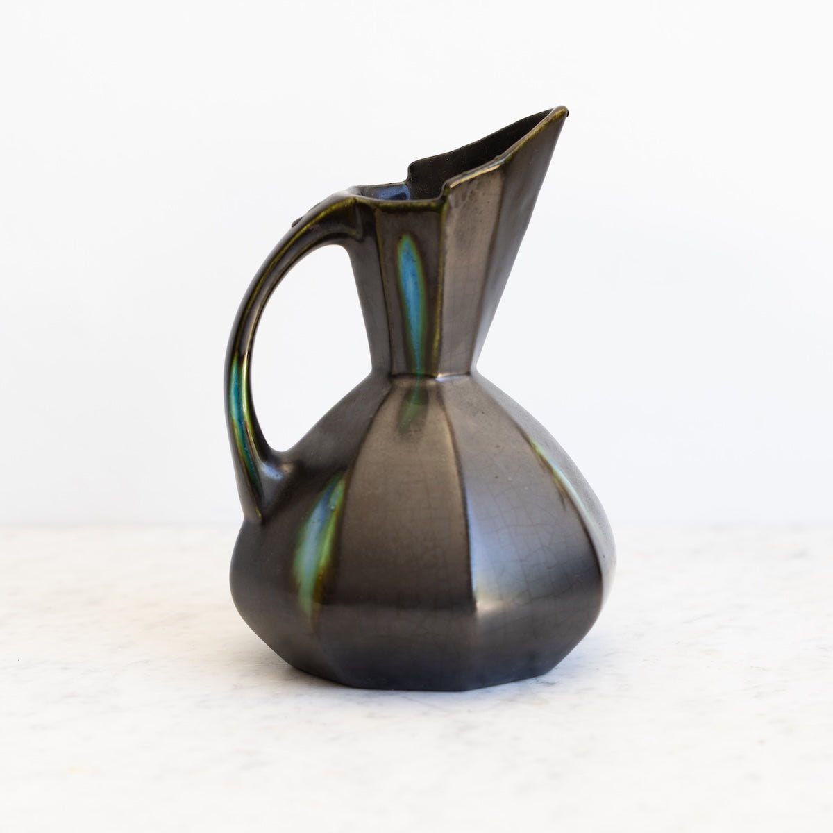Mid-Century Pitcher with Peacock Glaze - elsie green - the french kitchen
