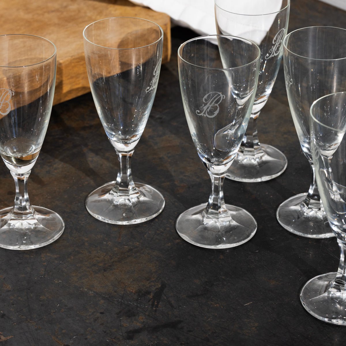 Monogrammed Champagne Flute Set of 8 - elsie green - the french kitchen