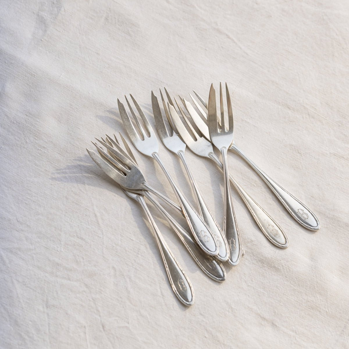 Monogrammed Sterling Dessert Fork Set of 4 | The Patrick Orbe Collection - elsie green - the french kitchen