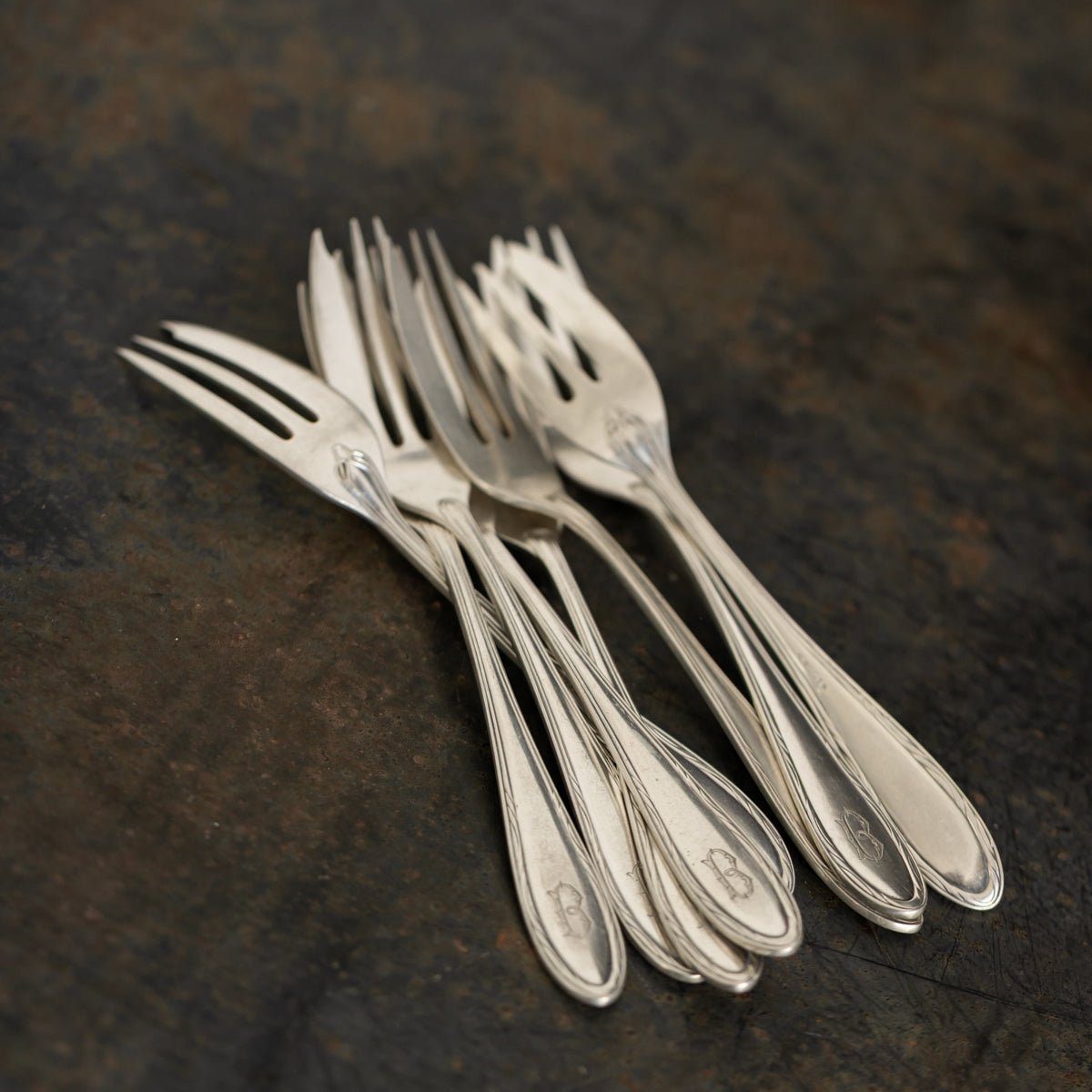 Monogrammed Sterling Dessert Fork Set of 4 | The Patrick Orbe Collection - elsie green - the french kitchen
