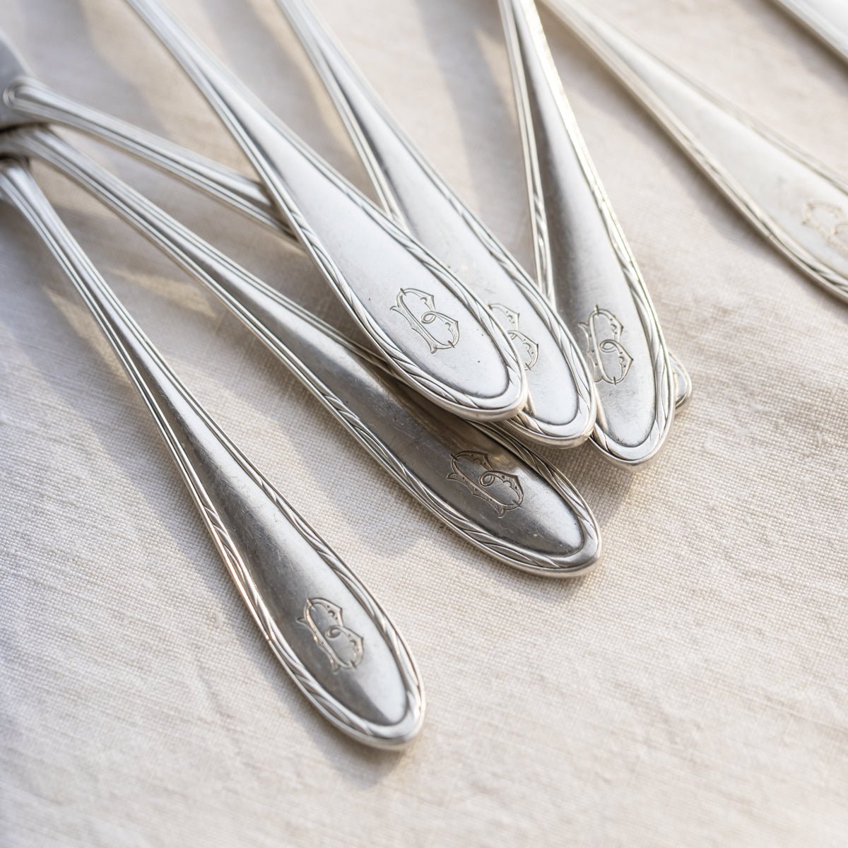 Monogrammed Sterling Dessert Fork Set of 4 | The Patrick Orbe Collection - elsie green - the french kitchen