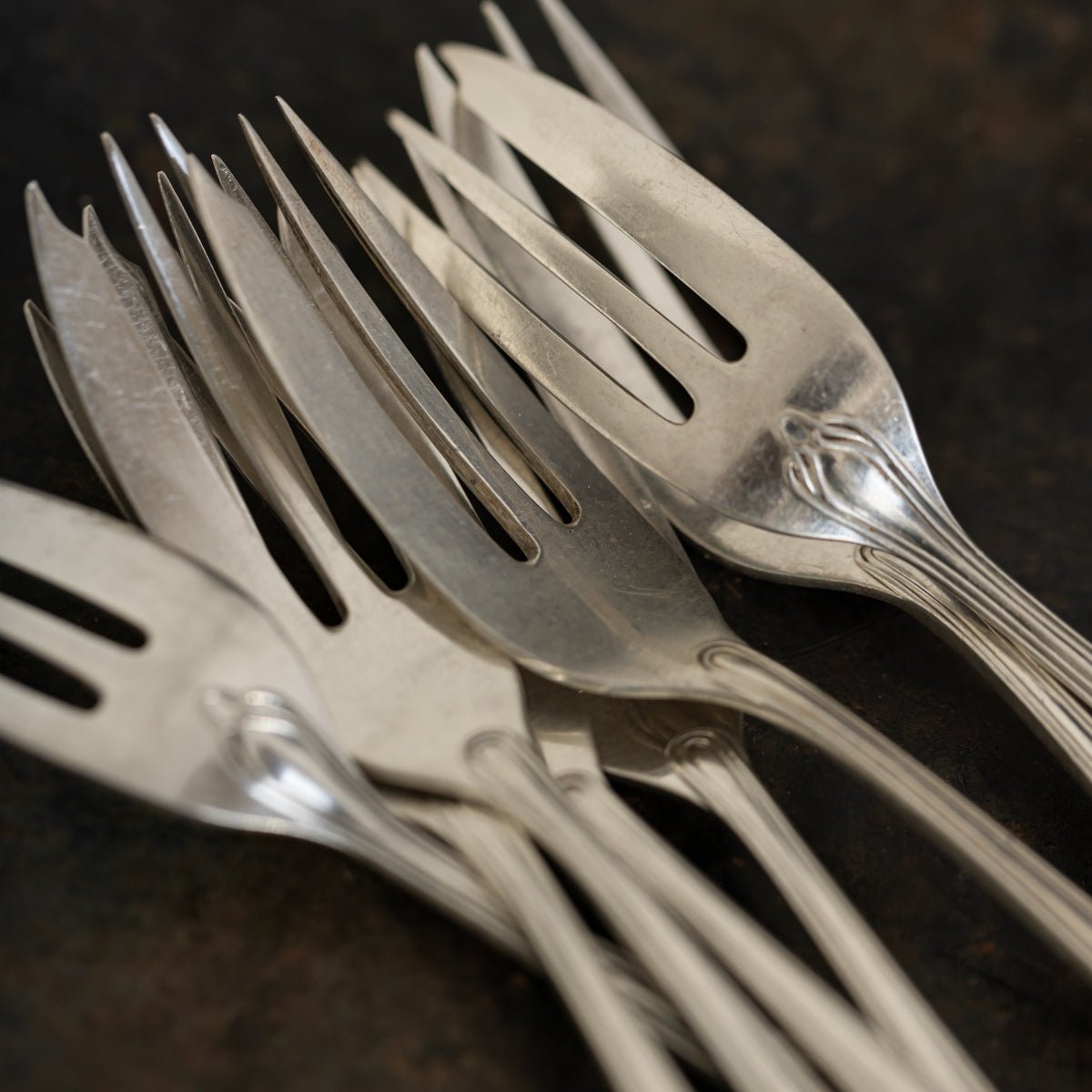 Monogrammed Sterling Dessert Fork Set of 4 | The Patrick Orbe Collection - elsie green - the french kitchen