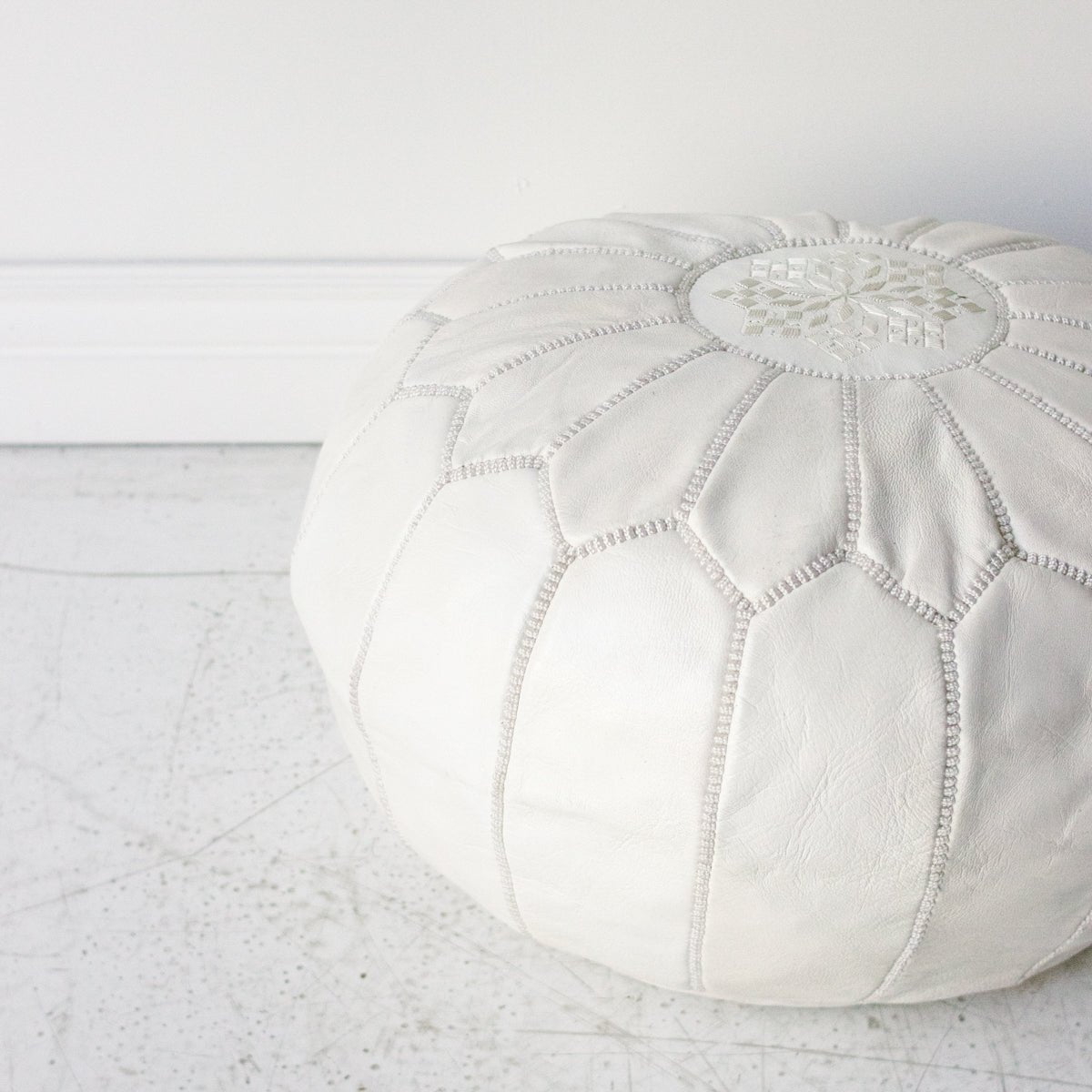 Moroccan Leather Pouf - elsie green - Furniture