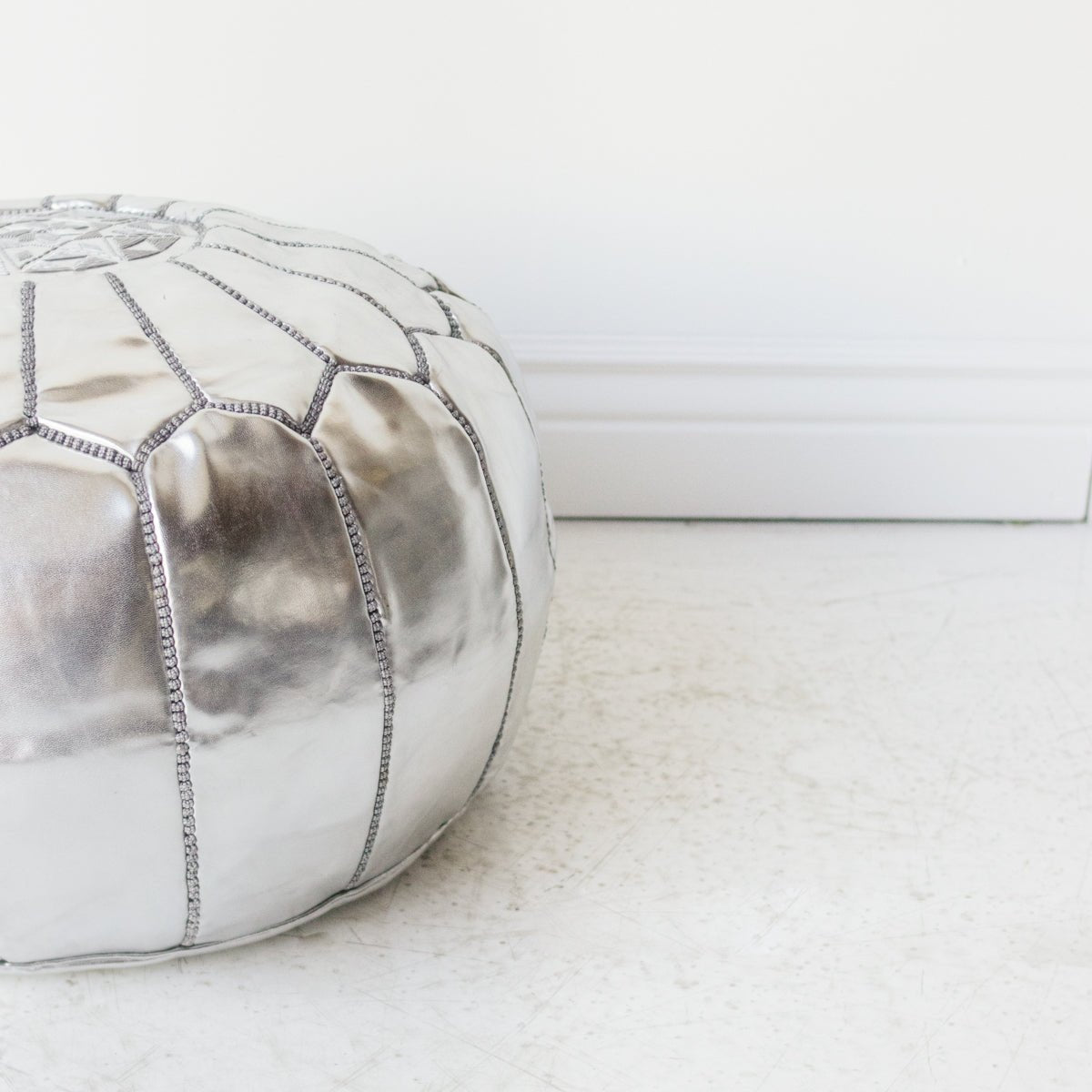 Moroccan Leather Pouf - elsie green - Furniture