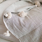 Moroccan Pom Pom Throw - elsie green - Textiles