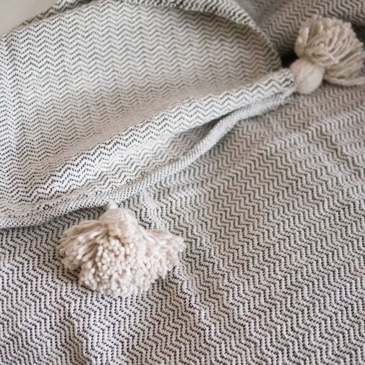 Moroccan Pom Pom Throw - elsie green - Textiles