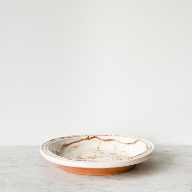 Moroccan Terra Cotta Platter with Marble Glaze - elsie green - the french kitchen
