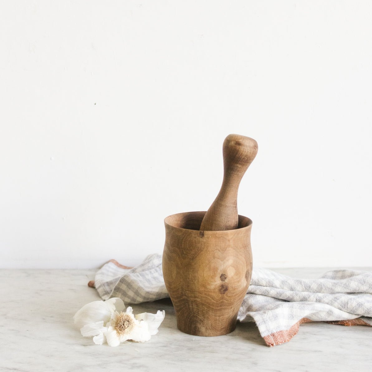 Moroccan Wood Mortar & Pestle - elsie green - the french kitchen