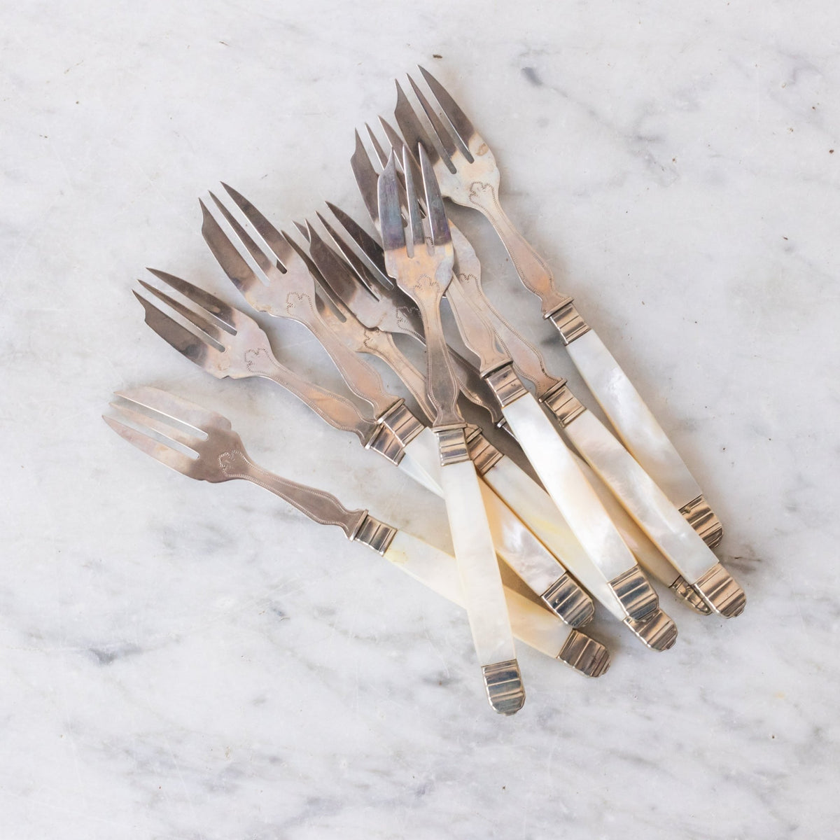 Mother of Pearl Dessert Fork Set of 9 - elsie green - the french kitchen