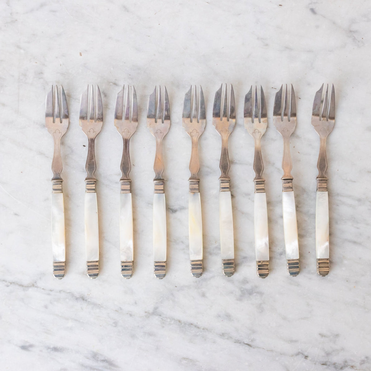 Mother of Pearl Dessert Fork Set of 9 - elsie green - the french kitchen