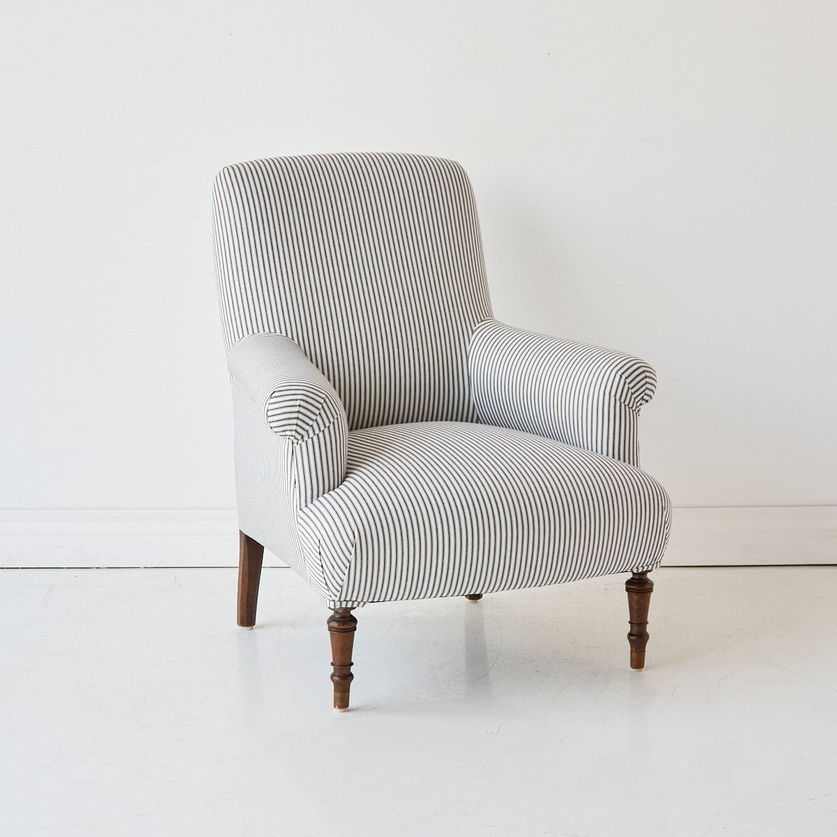Napoleon III Arm Chair | Black Ticking - elsie green - furniture