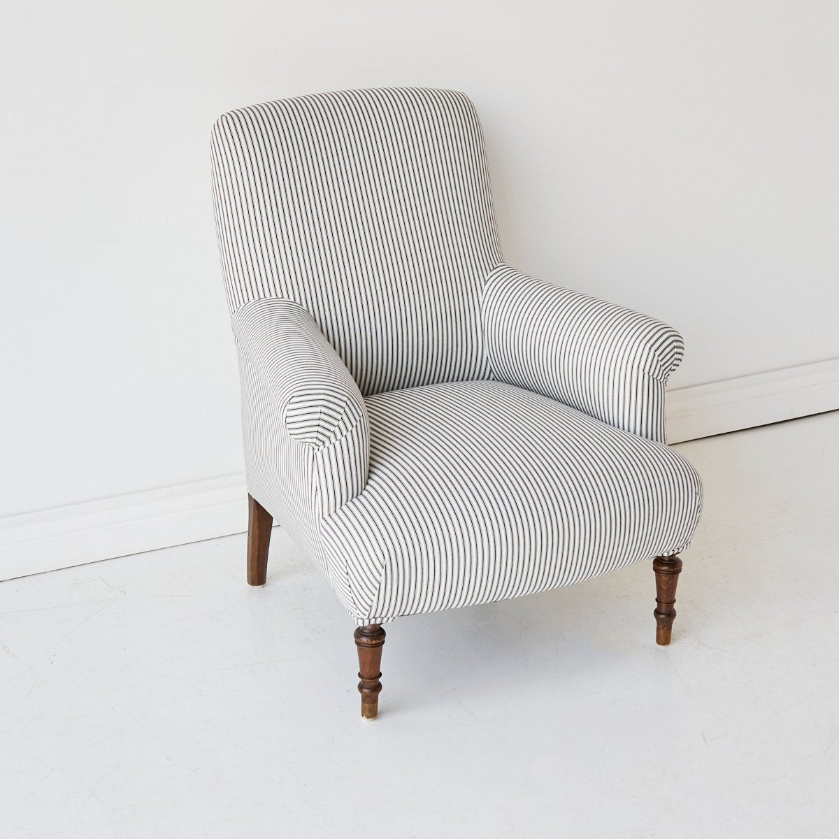 Napoleon III Arm Chair | Black Ticking - elsie green - furniture