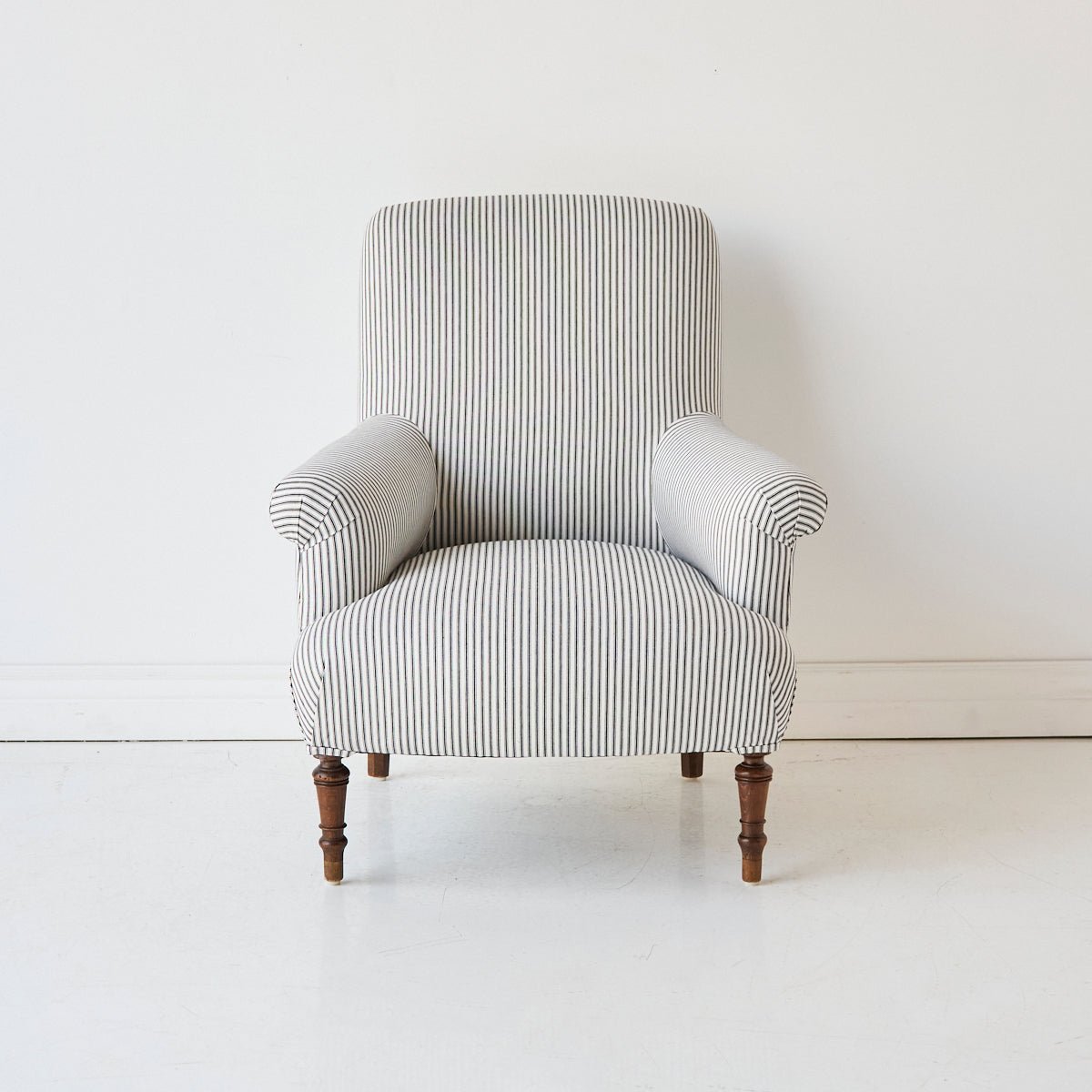 Napoleon III Arm Chair | Black Ticking - elsie green - furniture