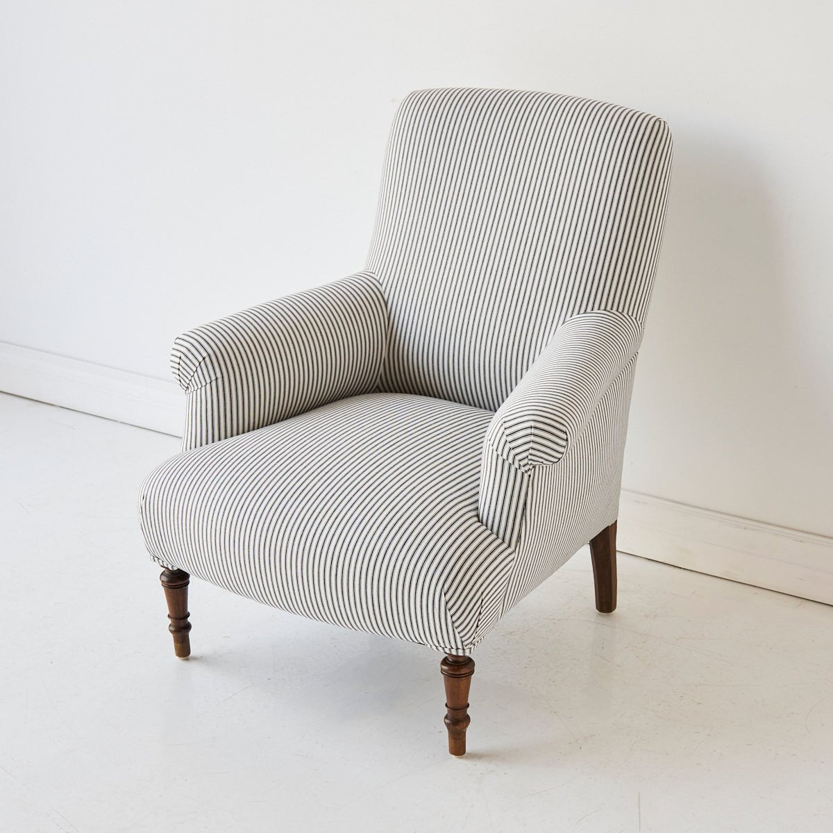 Napoleon III Arm Chair | Black Ticking - elsie green - furniture