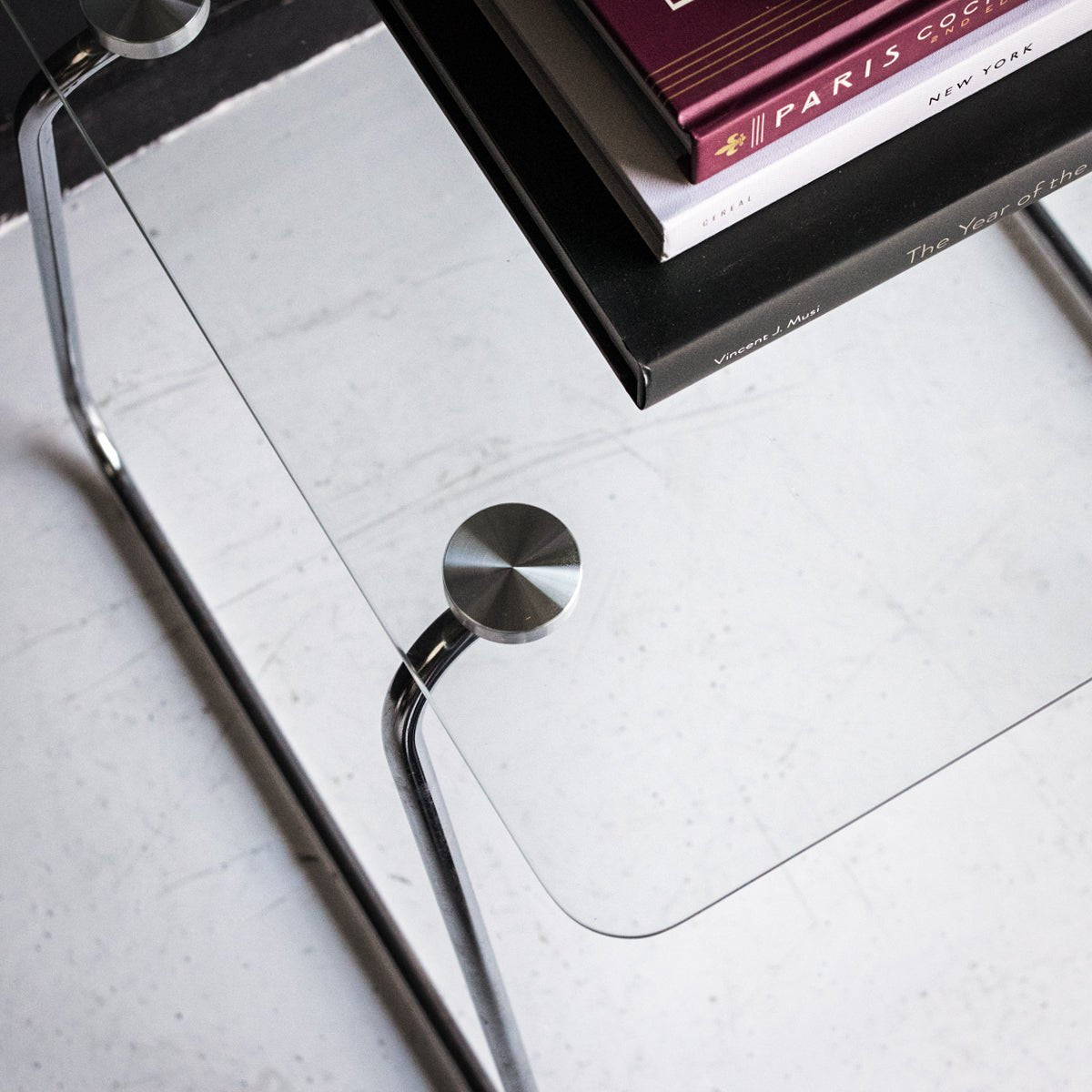 Nickel & Glass Side Table - elsie green - furniture