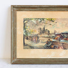 Notre Dame with Bouquinistes Watercolor Painting - elsie green - art