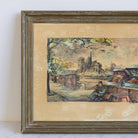Notre Dame with Bouquinistes Watercolor Painting - elsie green - art