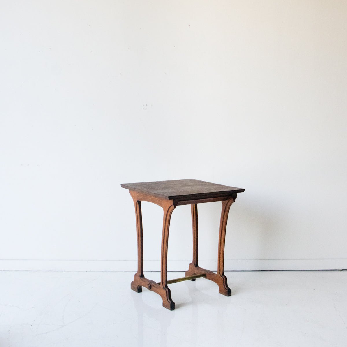 Oak Bistro Table with Brass Stretcher - elsie green - furniture