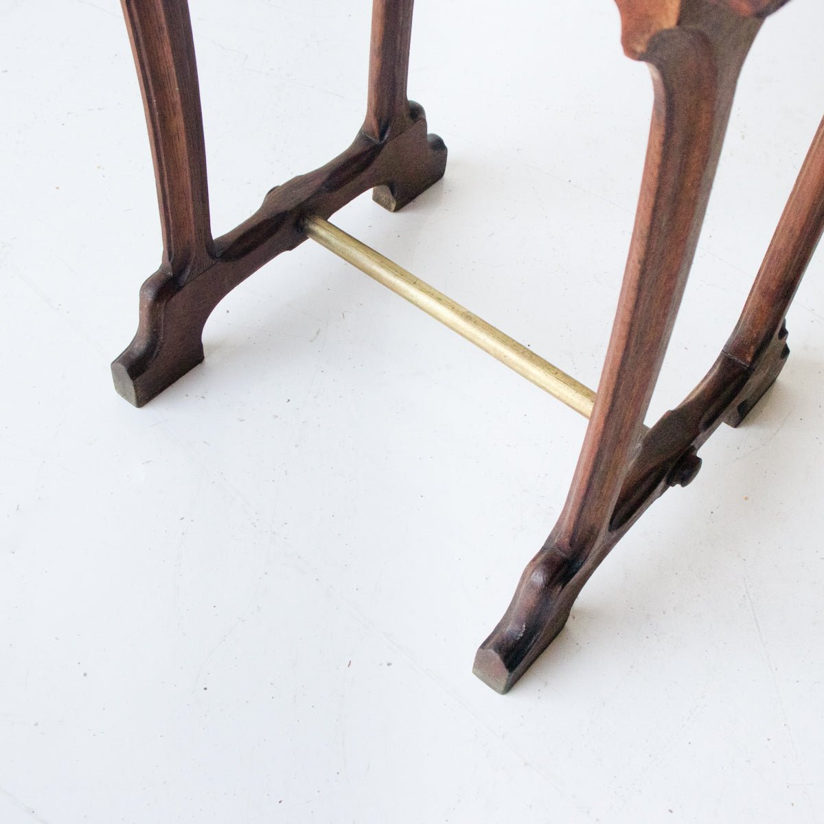Oak Bistro Table with Brass Stretcher - elsie green - furniture