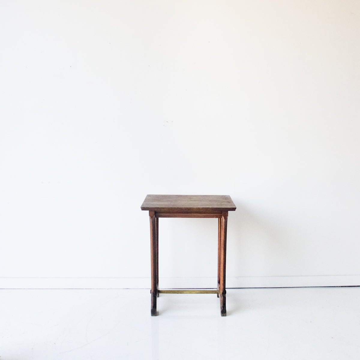 Oak Bistro Table with Brass Stretcher - elsie green - furniture
