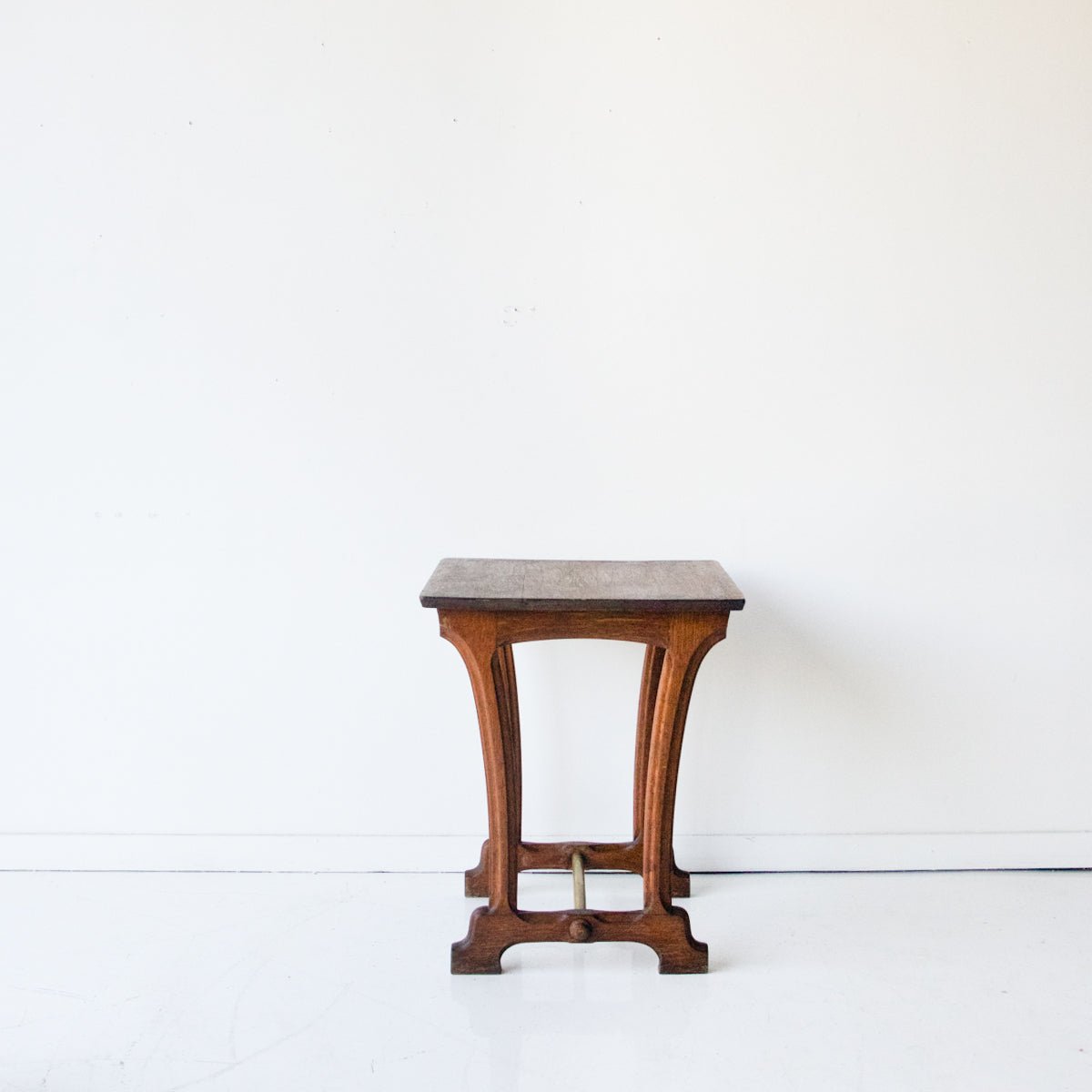 Oak Bistro Table with Brass Stretcher - elsie green - furniture