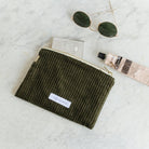 Organic Cotton Velvet Pouch - elsie green - textiles