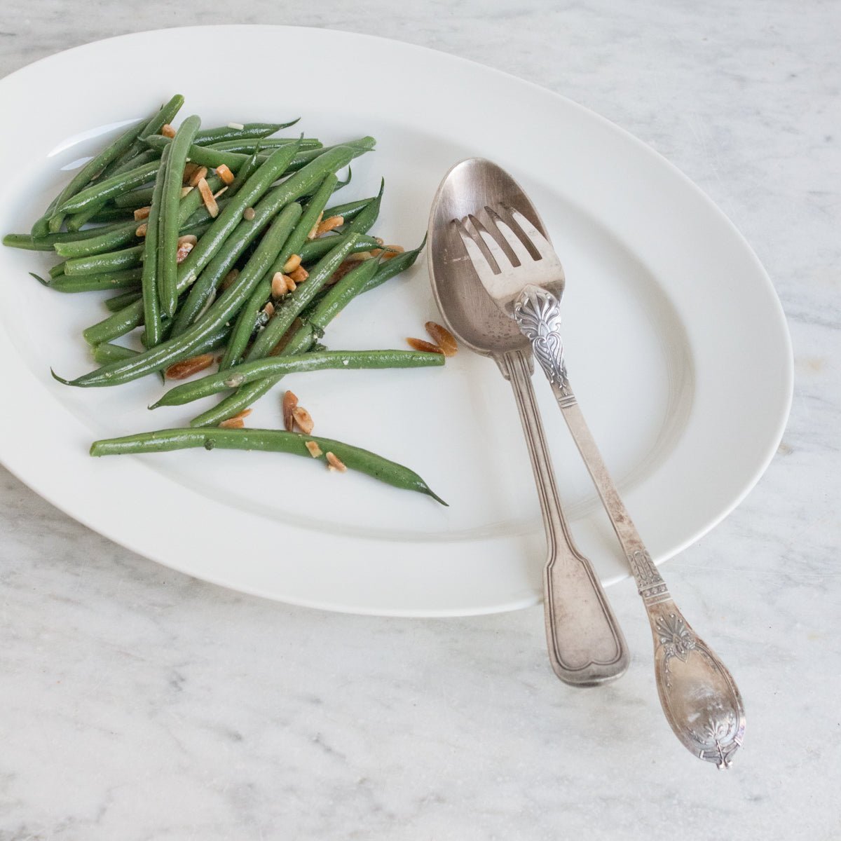 Oval Hotel Silver Dome And Porcelain Platter - elsie green - The French Kitchen