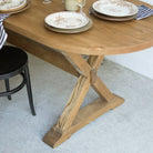 Oval Reclaimed Wood Trestle Table - elsie green - Custom Furniture
