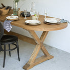 Oval Reclaimed Wood Trestle Table - elsie green - Custom Furniture